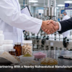 Nutraceutical manufacturing facility with quality control processes for dietary supplement production.